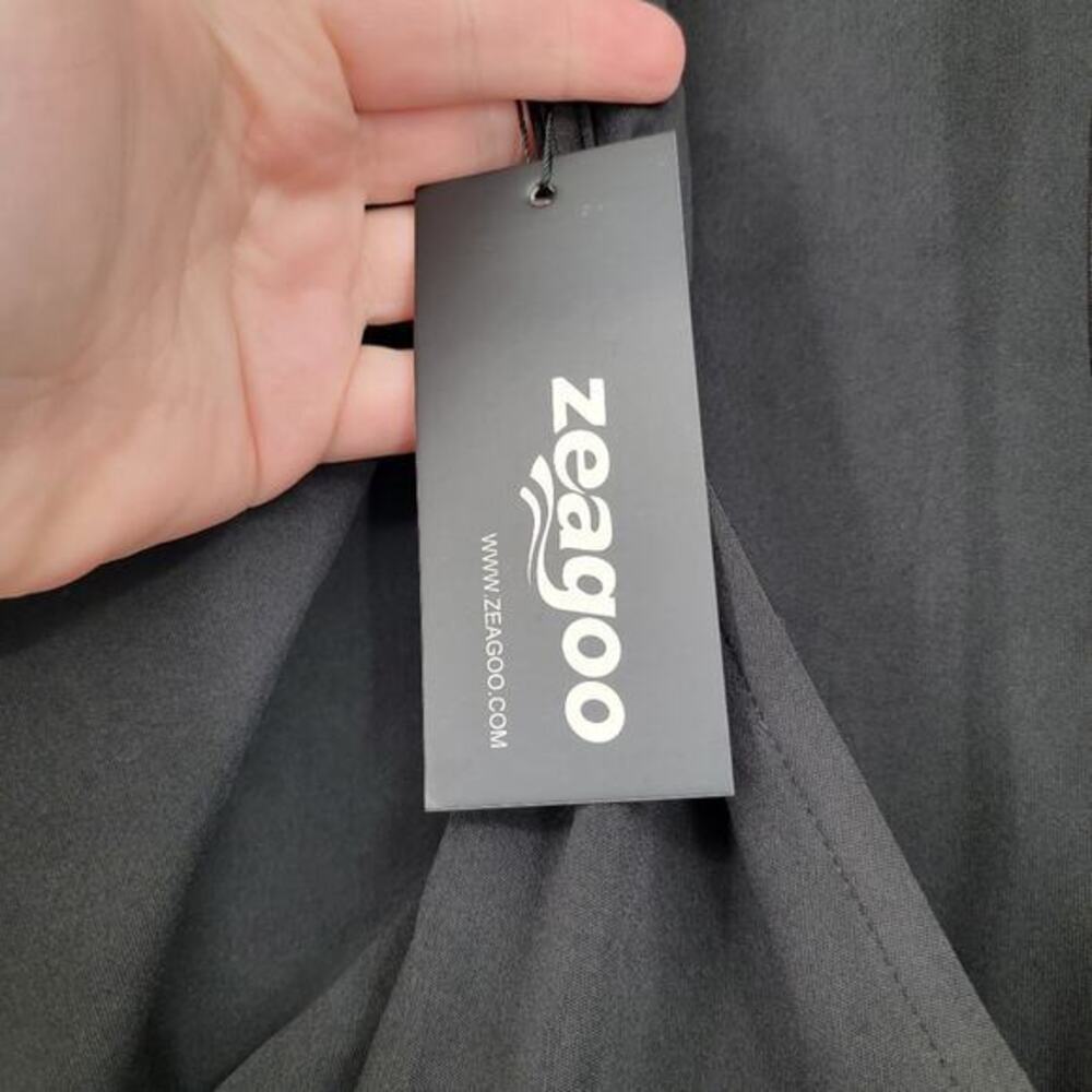 New Zeagoo Black Bat Flutter Sleeve Midi Dress Tie‎ Back Womens Size Large - Picture 7 of 11